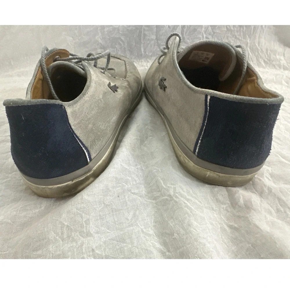 Lacoste Sevrin 7 Suede Leather Casual Boat Shoes Gray‎ Blue Mens Size 12